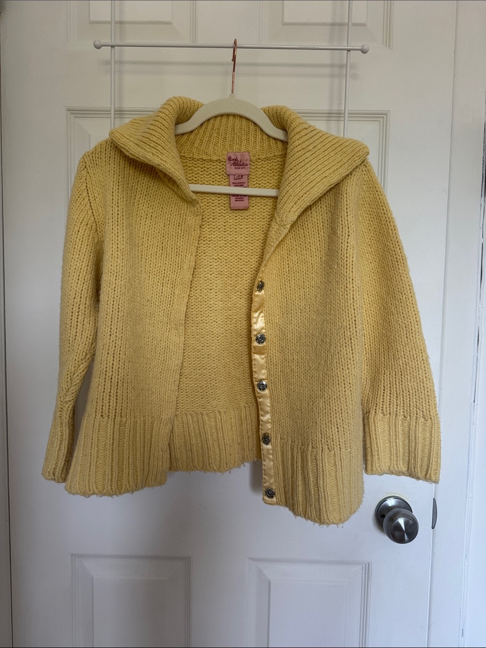 VINTAGE Roots, butter yellow knit vest.